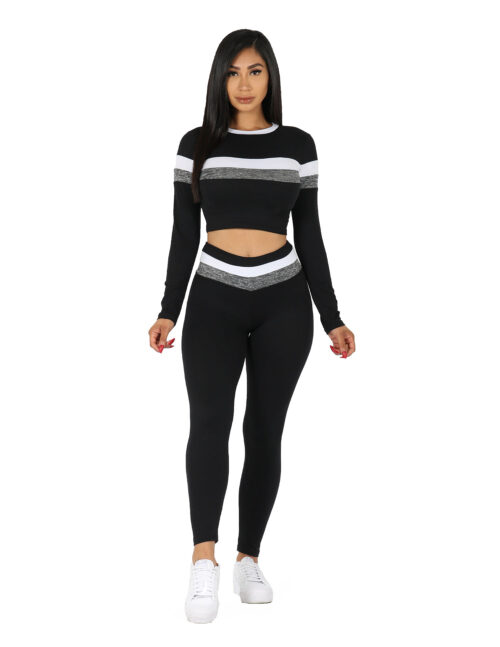 Active Long Sleeve Crop Top With Legging Set