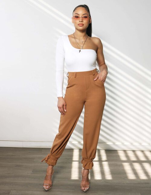 High Rise Trouser With Ankle Tie Detail