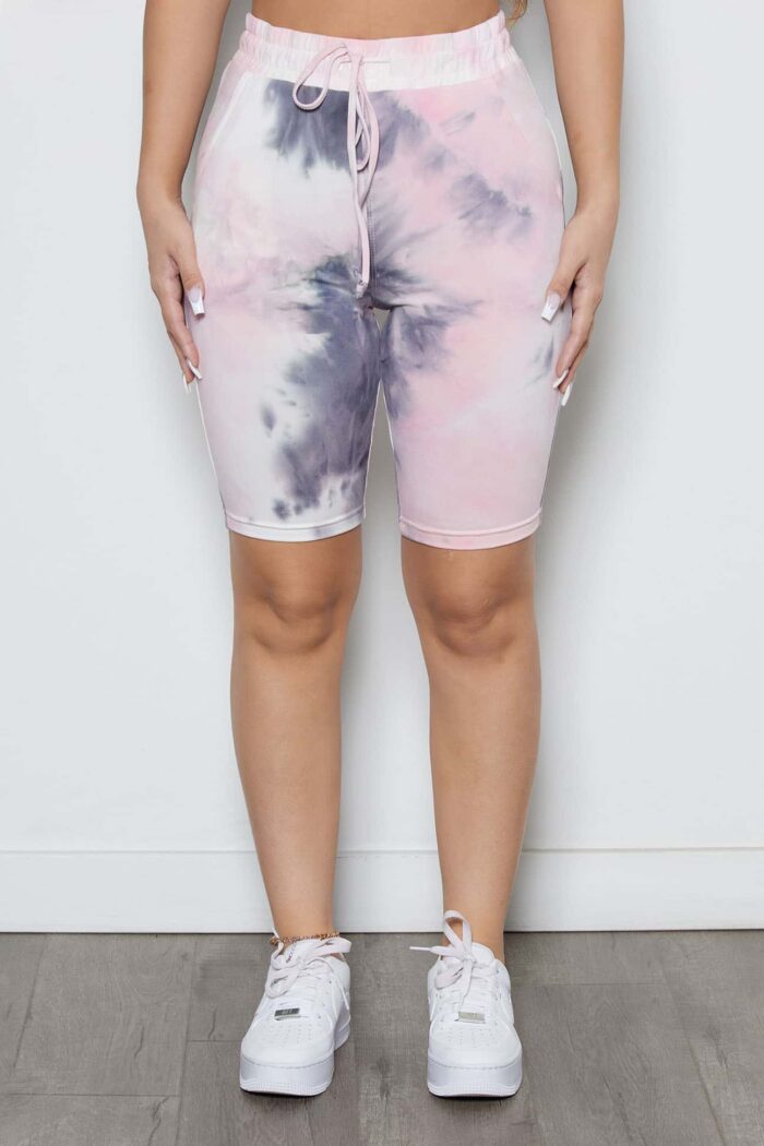 High Rise Vegan Shorts in Pink Gray