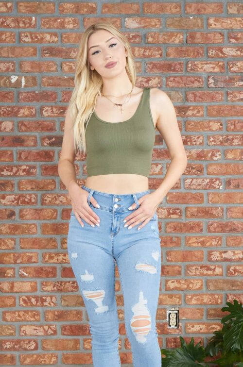 Active Super Cropped Top in Olive